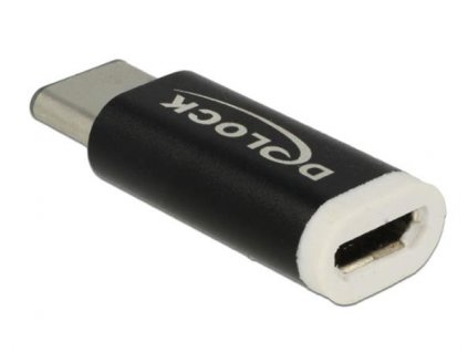 Delock Černý Adaptér USB 2.0 Micro-B samice (zařízení) > USB Type-C 2.0 samec (zařízení)