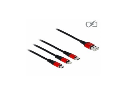 Delock Nabíjecí kabel USB 3 v 1 pro Lightning / Micro USB / USB Type-C, 30 cm