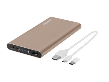 Power Bank AVACOM PRISMA AL-10, Li-Pol 10000mAh, USB-C, QC vstup a výstup, zlatá