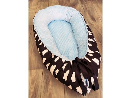 Hnízdečko MRÁČKY ČERNÉ/světle modrý plyš