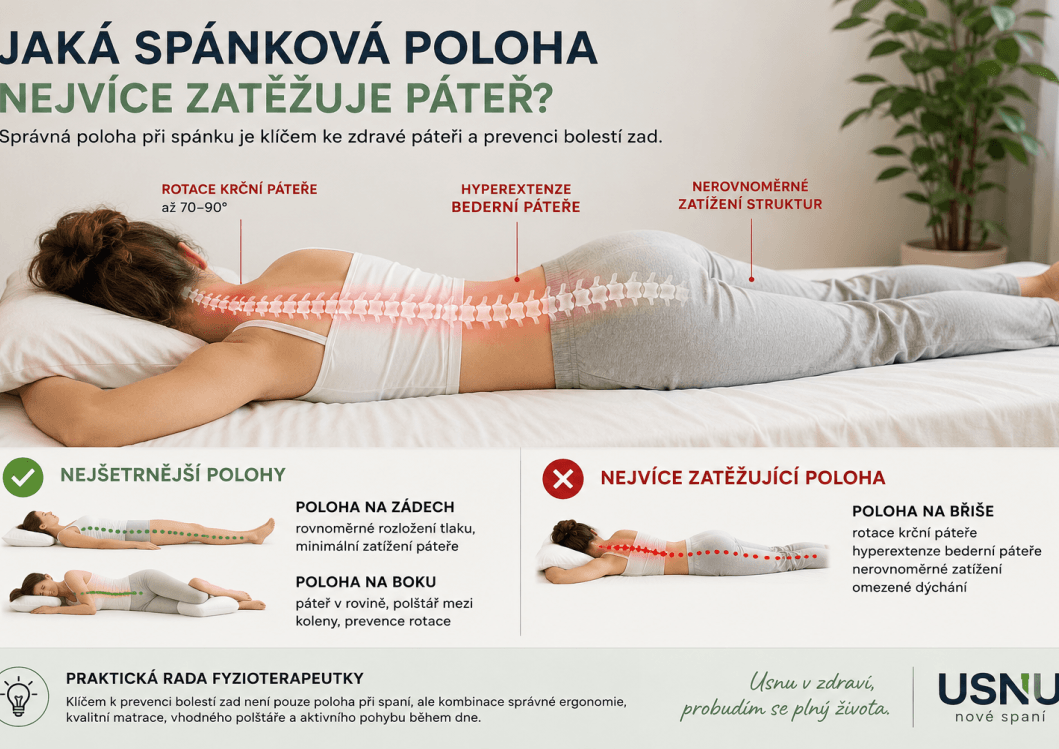 Jaká spánková poloha nejvíce zatěžuje páteř