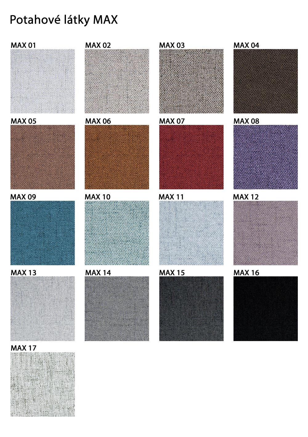 Vzorník látek MAX pro čalounění postele KALLIOPE II s úložným prostorem, USNU