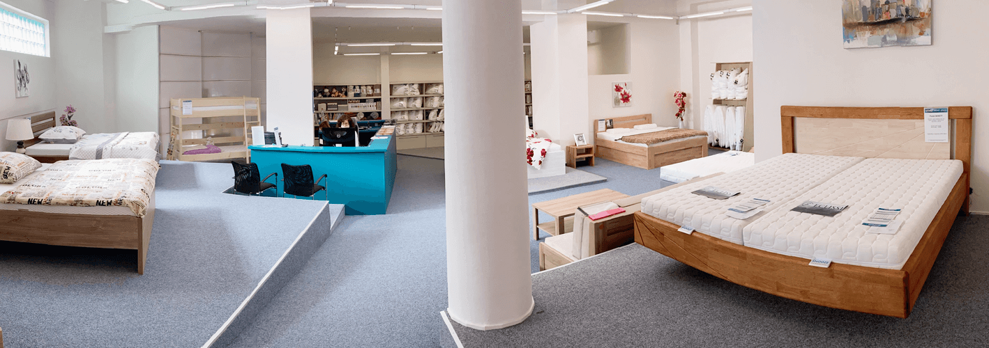 Prodejna USNU Zlín – showroom postelí a matrací, USNU