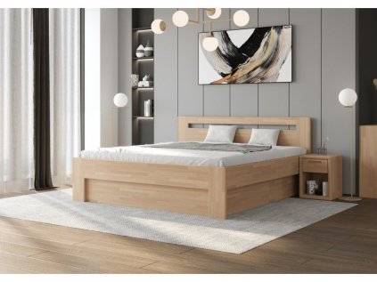 Dřevěná postel z masivu BENNY s úložným prostorem buk| USNU.cz