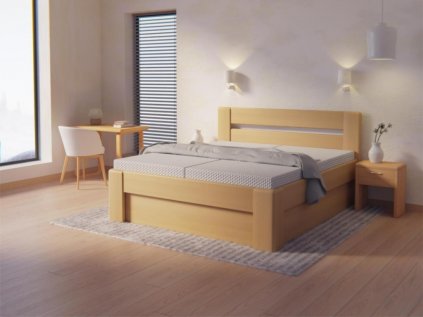 Dřevěná postel z masivu DESTINE LUX s úložným prostorem buk | USNU.cz