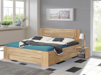 Dřevěná postel z masivu ALEX s úložným prostorem buk| USNU.cz
