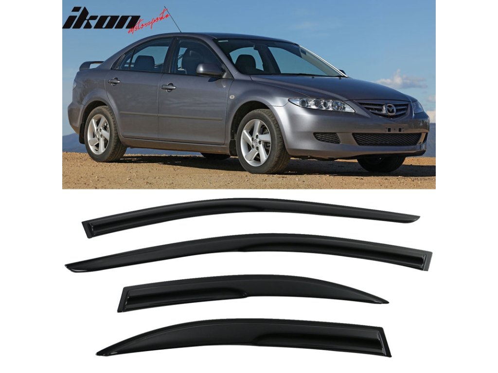 Mazda 6 2003-2008 Deflettori finestrini Mugen stile acrilico fumé colorato