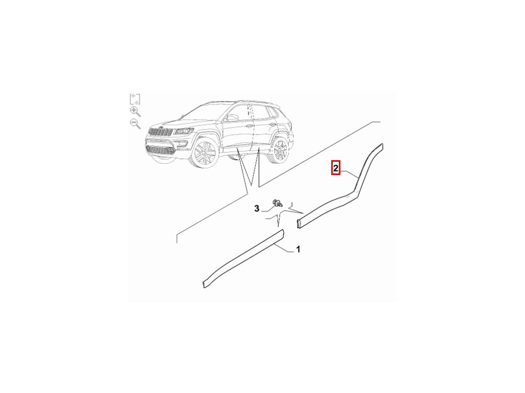 Jeep Compass MV Lišta levých zadních dveří 60969383