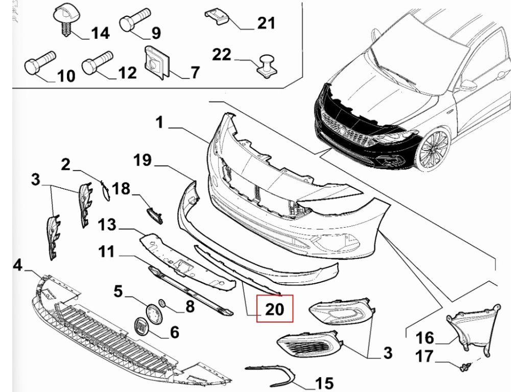 Fiat Tipo Spoiler avant inférieur central 735715925
