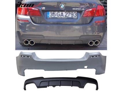 BMW F10 M-P Style 2011-2016 Zadní nárazník, dvojitý tlumič výfuku s dvojím výstupem, PP