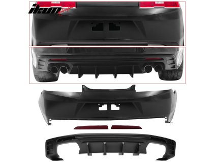 Camaro 6th ZL1 Style 2014-2015 Rear Bumper, 3-Piece Diffuser with Reflector