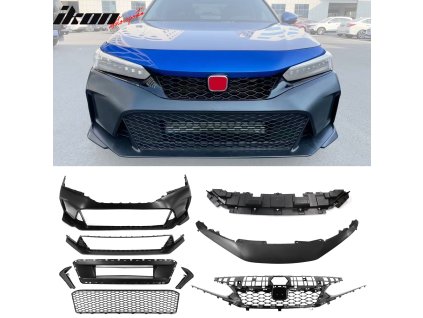 Honda Civic Sedan 2022-2024 Első lökhárító, felső hűtőrács és díszléc, R típus.