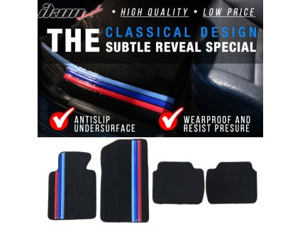 BMW E46 3-Series 2001-2006 BMW M3 Coupe 1999-2005 Textilní koberce nylon černá s třemi proužky