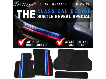 BMW E60 Sedan 4-Door 2004-2009 Textilní koberce nylon černá s ozdobnými proužky