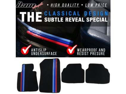 BMW E90 3-Series 2006-2011 Textilní koberce nylon černá s třemi proužky