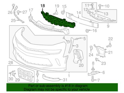 Chevrolet Camaro 6.gen Tlumič nárazů 23158566, 23196070, 23505825, 84030551, 84214301