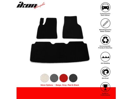 Tesla Model S 2012-2019 Textil szőnyegek nylon fekete fehér szegéllyel