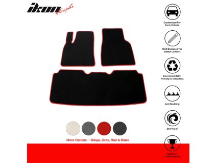 Tesla Model S2012-2019 Textil szőnyegek nylon fekete piros szegéllyel
