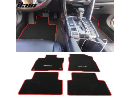 Honda Civic 4-Door 2016-2021 Textilní koberce 4dílná sada nylon černá s červeným lemem