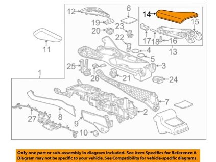 Chevrolet Camaro 6.gen Vnější loketní opěrka přední podlahové konzoly v černé barvě Jet Black 23285306