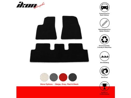 Tesla Model 3 2017-2023 Textil szőnyegek 3 részes készlet nylon fekete fehér szegéllyel
