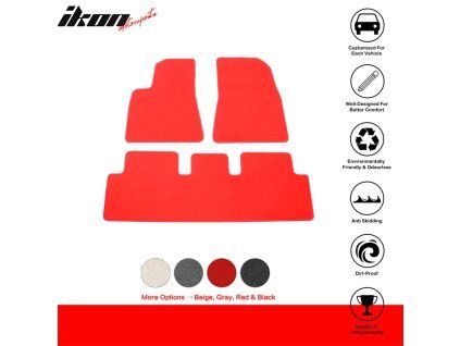 Tesla Model 3 2017-2023 Tapis textile jeu de 3 pièces rouge