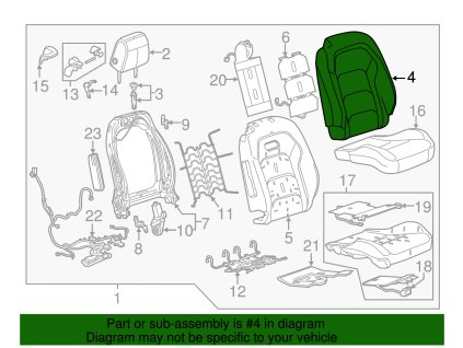 Chevrolet Camaro 6.gen  Keramický bílý kryt opěradla předního sedadla řidiče 84140055