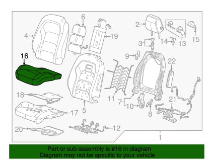 Chevrolet Camaro 6.gen Černý potah polštáře sedadla řidiče 23379527