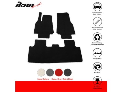 Tesla Model Y 2020-2024 Tappetini in tessuto nylon nero con bordo bianco