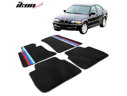 BMW 3 Series E46 1998-2006 Textilní koberce 4dílná sada černá se třemi proužky