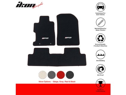 Honda Civic 2006-2011 Textilní koberce 3dílná sada nylon logo FG černá s červeným prošíváním