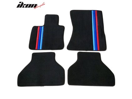 BMW E70 X5 2007-2012 Textilní koberce 4dílná sada nylon M tříbarevné proužky černá