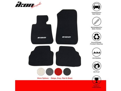 BMW E92 3 Series 2007-2013 Textilní koberce 4dílná sada nylon logo E92 černá