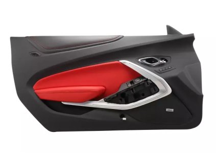 Chevrolet Camaro 6.gen Červené obložení předních dveří na straně řidiče 84031768, 84084216, 84165362, 84275065, 84282245, 84418223, 84463242, 84583379, 84613611