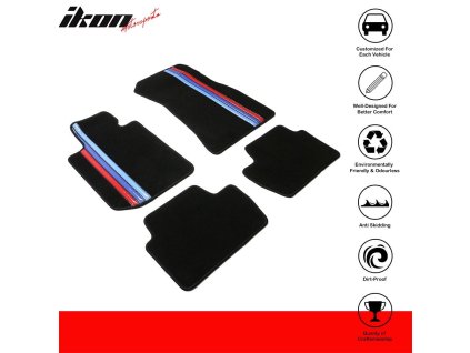 BMW 2er 2022-2024 Textil Fußmatten 4-teiliges Set Nylon Schwarz mit drei Streifen