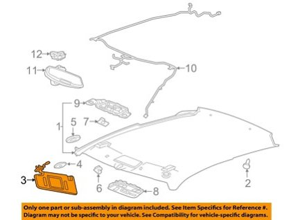 Chevrolet Camaro 6.gen Světle šedá sluneční clona na straně řidiče 23165212, 84117951, 84124331