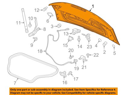 Chevrolet Camaro 6.gen Víko zadního prostoru 84021621, 84052310, 84218201, 84222063, 84282676, 84348222, 84348223, 84568192