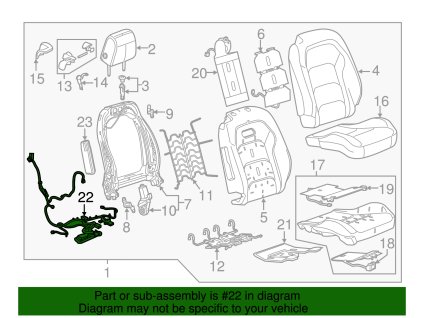 Chevrolet Camaro 6.gen Kabelový svazek předního sedadla spolujezdce