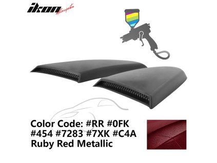 Ford Mustang 2015-2023 Side Window Louvers R Style PU Ruby Red Metallic