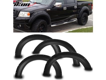 Ford F150 2004-2008 Lincoln Mark LT 2007-2008 Rozšíření blatníků Pocket Rivet styl hladká matná černá