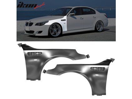 BMW E60 5 series 4dr Wagon M5 2004-2010 Extensions d'ailes style MS métal avec chrome
