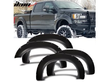 Ford F250 F350 Superduty 6.8 8.1Ft Bed 2011-2016 Rozšíření blatníků PP Pocket Rivet styl hladká černá