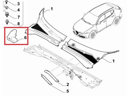 Alfa Romeo Tonale Isolant d'aile gauche 68606931AA