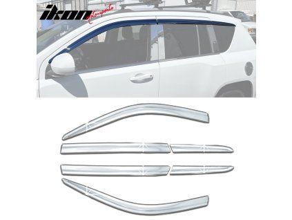 Jeep Compass 2007-2017 Déflecteurs de vitres ABS chrome
