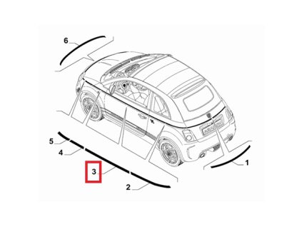 Abarth 500 Ozdobná lepící páska pravá bílá 735525087