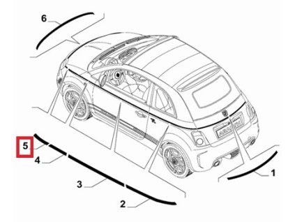 Abarth 500 Ozdobná lepící páska pravá bílá 735525085