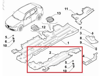 Alfa Romeo Tonale Cache gauche 68606990AA