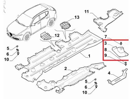 Alfa Romeo Tonale Bloc de fixation 68683102AA