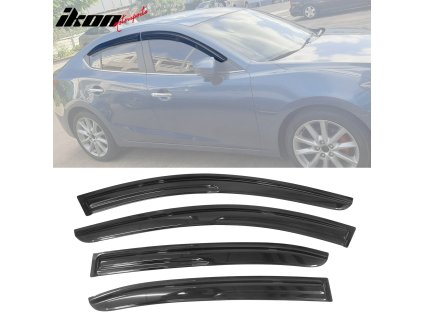 Mazda 3 Sedan Hatchback 2014-2019 Ofuky oken Mugen styl akryl kouřová tónovaná