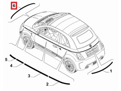 Abarth 500 Ozdobná lepící páska bílá 735525084